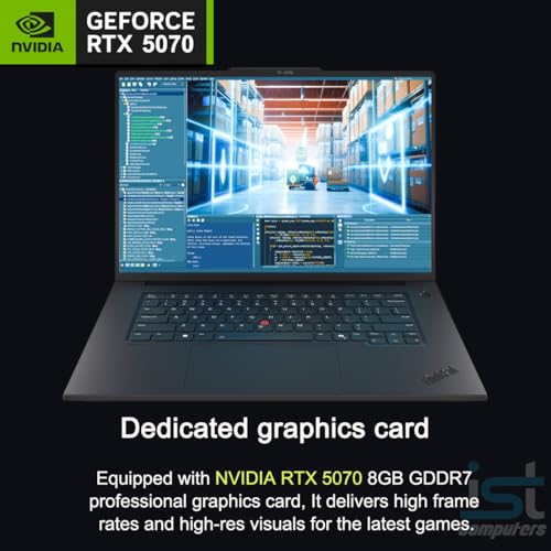 Image of Lenovo ThinkPad T1g Gen 8 Mobile Workstation Laptop (NVIDIA RTX 5070 8GB, Intel Core Ultra 9 285H, 64GB DDR5, 2TB SSD, 16 inch 3.2K OLED Touchscreen) for Business, Gaming & Design, Fingerprint, Win 11 Pro