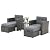 JOIVI 5 Piece Outdoor Patio Furniture Set, Wicker Patio Conversation Sets, Patio Rattan Chairs with Cushions, Ottoman and Coffee Table for Porch, Balcony, Garden (Gray Cushion)