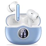 Fhumsh Wireless Earbuds, Bluetooth 5.3 Headphones HiFi Stereo 50H Playback LED Digital Display Ear Buds with ENC Noise Canceling Headset, IPX7 Waterproof Earphones for Gym/Running/Work (Light Purple)