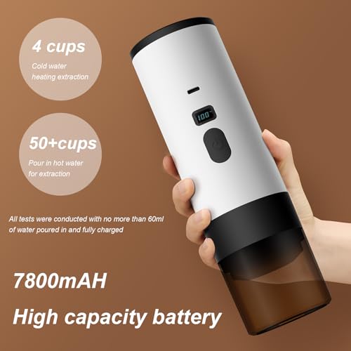 Petyoung 3 in 1 Kaffeemaschine, Tragbare Elektrische Espressomaschine,12 V, Kaffeemaschine to go für Camping, Auto, Wohnmobil, Reise, Kompatibel mit Gemahlenem Kaffee und NS- Kapsel, Weiß – Bild 4