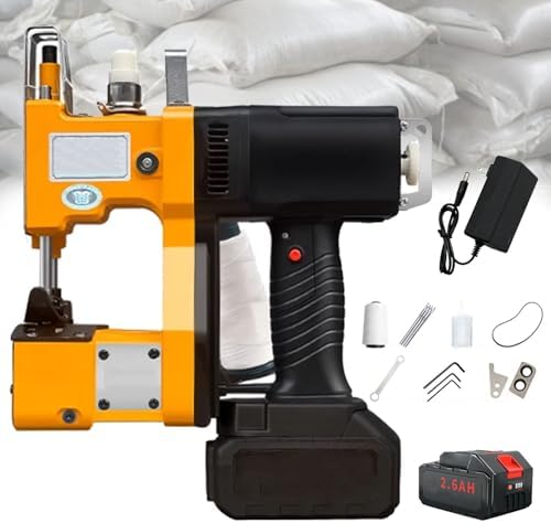 Portable Cordless Bag Closer Sewing Machine, Handheld with Auto Thread Cutting, 2.6AH Battery, Ideal for Burlap & Kraft Paper Sack Stitching