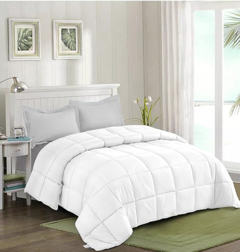 Image of Quilt for All Season 150 GSM Comforter Duvet /Ac Blanket Double Bed Soft Microfiber Lightweight (90 inch X 100 inch Inches) - Double Bed Comforter - White Color