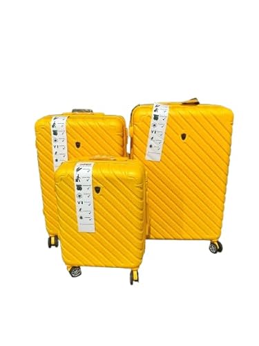 suticase Set of 3-Piece Hardshell Luggage Set, 20/26/28 Inches, Yellow, 4 Spinner Wheels, Combination Lock