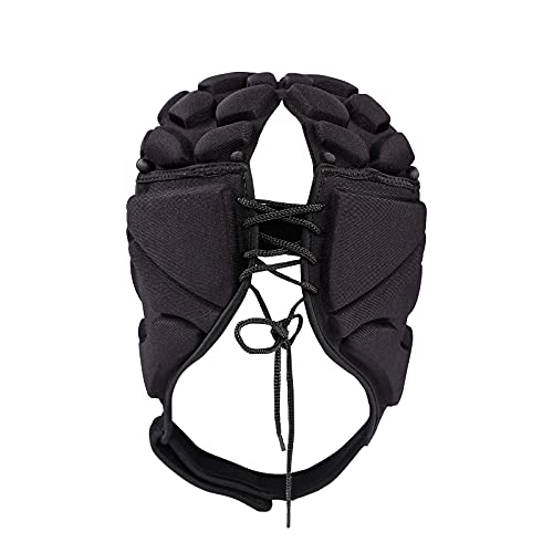 YJZQ Soft Rugby Headgear Crashproof Helmet Hat Baseball Soccer Scrum Cap Head Protection Wear Football Headguard Protective Gear for Adults Black - Image 4