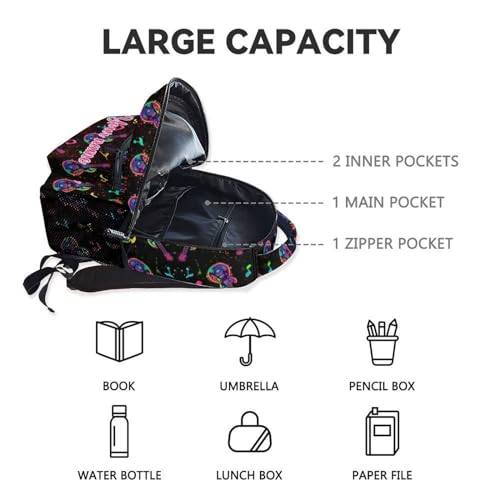 Personalized School Backpack for Girls, Boys - 17 Inch Large Black Guitar Backpacks for Teens - Funny Durable Bookbag for Highschool4