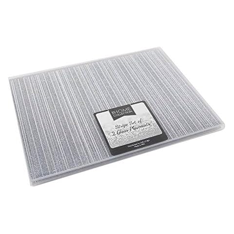Lewis's Glittered Glass Place Mats / Set of 2 Glass Place Mats, Matching Coaster Available / Mirrored Glass Tableware (2X Place Mats) Cover