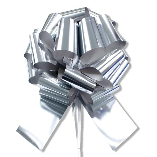 Image of 1Pcs 14 Inch Giant Large Pull Bow Big Bow,Great Gift Bows for appliances,Bikes,Table Decorations and Party Events (Silver)