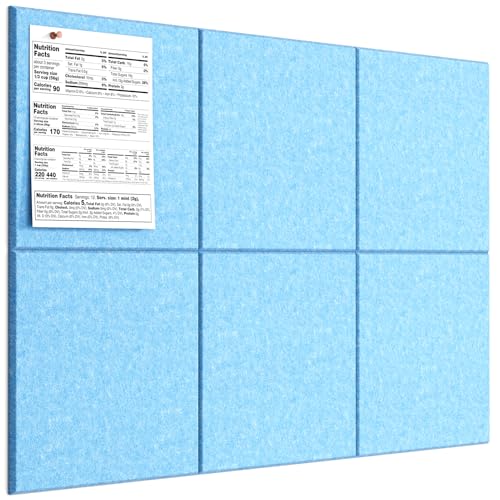 Image of MaxGear Felt Bulletin Board 36 inch x 24 inch, 6 Pack Blue Felt Wall Tile Push Pin