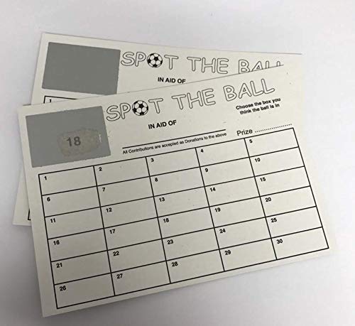 25 x 1-30 NUMBER (NOT TEAM) SPOT THE BALL CARDS FOOTBALL- FUNDRAISING CARDS WHITE