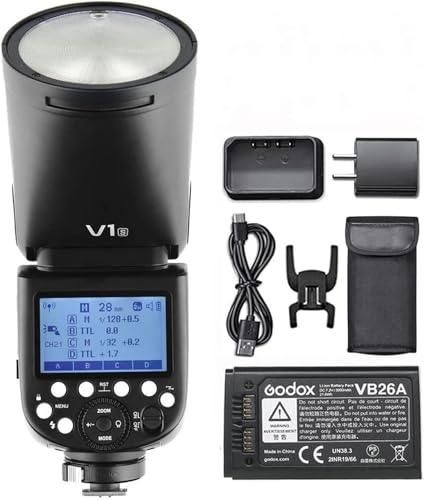 Godox V1-S Camera Flash Round Head Speedlite Speedlight with 2.4G Wireless System, 1.5s Recycle Time Compatible with Sony Cameras for Wedding Portrait Studio Photography