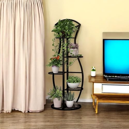 Image of 9 Tier Folding Metal Plant Stand Indoor 8 Tier 9 Potted with Gardening Tools and Gloves, Multiple Flower Pot Holder Display Rack for Patio, Garden, Balcony, Living Room (Surai Black)