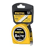 Pretul PRO-5MEB, Flexómetro, amarillo, 5m, cinta 19mm tarjeta plástica