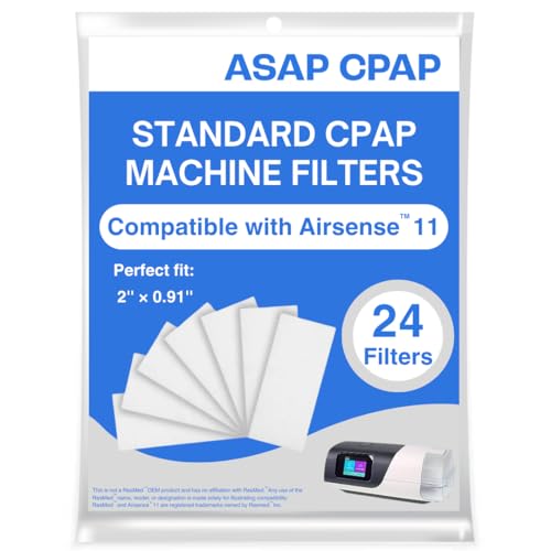 24 Count of ASAP CPAP Standard Replacement Disposable Filters Compatible with ResMed AirSense 11 Series Device Durable Easy Installation Hygienic Airflow One-Year Supply (24 Filters)