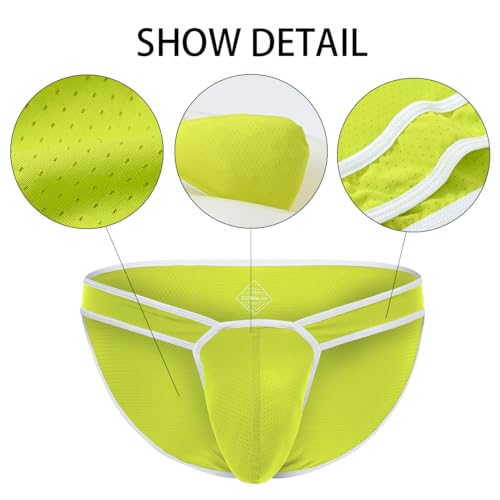 HASWECHYS Cueca masculina sexy micro perfurada respirável cintura baixa esportiva, 1 amarelo, G