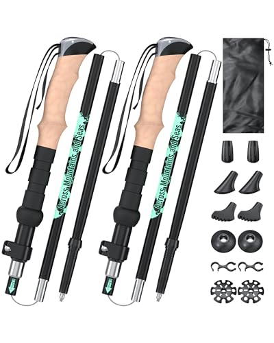 Trekking Poles for Hiking I Carbon or Aluminum Hiking Poles Ultra Lightweight I Adjustable Trekking Poles for Women and Men with Cork Grip