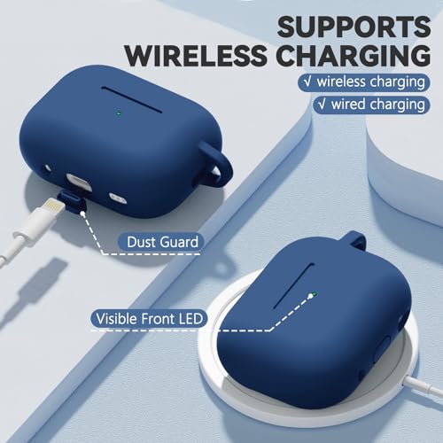 Image of Ljusmicker for AirPods Pro 3 Case 2025 with Cleaner Kit,Magnetic Blue | Soft Silicone Protective Cover for Apple AirPod Pro 3rd Generation Case with Keychain for Women Men,Shockproof,Magnetic