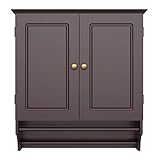 Yaheetech Wood Mounting Medicine Cabinet, Hanging Organizer Kitchen Double-Doors Cupboard with 2...