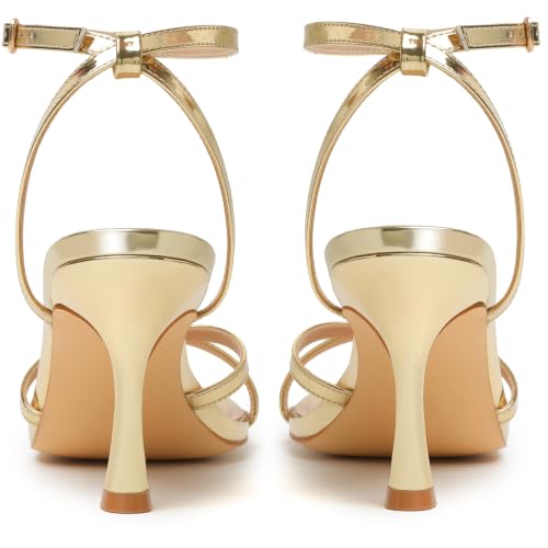 Image of Mostrin Strappy Heels for Women Ankle Strap Heels Women's Heeled Sandals for Party Prom Wedding