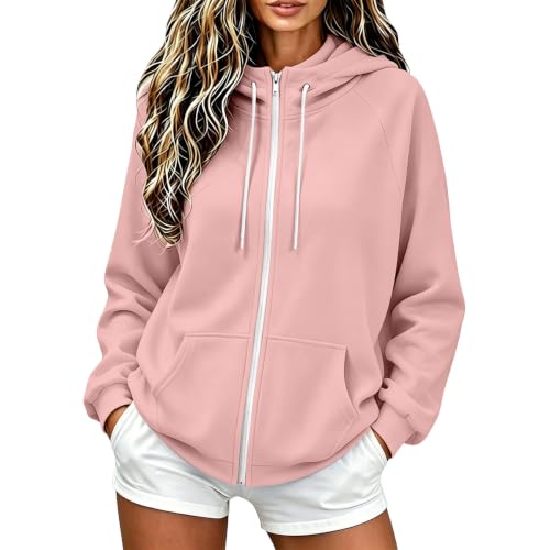 Image of Women’s Zip Hoodie Oversized Hooded Sweatshirt Casual Jacket