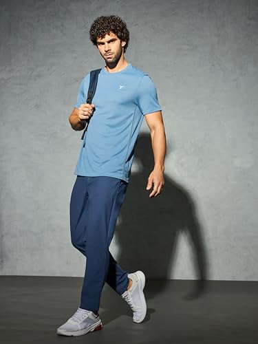 Image of TECHNOSPORT Men's 100% Polyester Slim Fit Solid Short Sleeve T-Shirt for Gym, Workout, Sports and Regular Use - Pack of 2