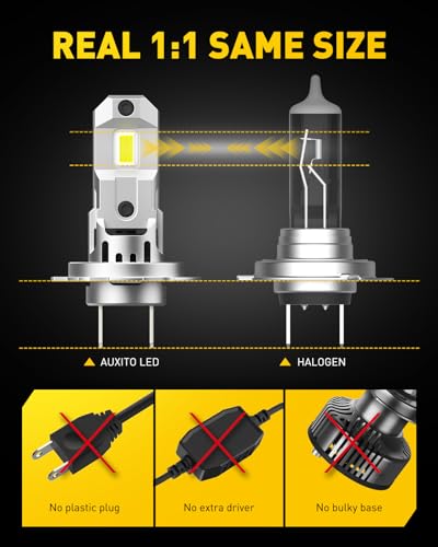 Image of AUXITO H7 Fog Bulb, 6500K White 500％ Brighter, Canbus Ready with Fan, Pack of 2