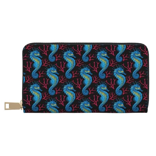 Portefeuille en cuir bleu hippocampe Novastar idéal pour vos voyages et sorties