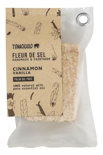 Tranquillo Soap Fleur De Sel Cinnamon/Vanilla Handmade Bar with Antiseptic and Nourishing Sea Salt for Skin Moisture and Regeneration