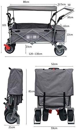 FAZENHUA Zusammenklappbarer Gartenwagen, robuster Wagen mit Überdachung, multifunktionaler Einkaufswagen für Camping im Freien, Zugwagen – Bild 4