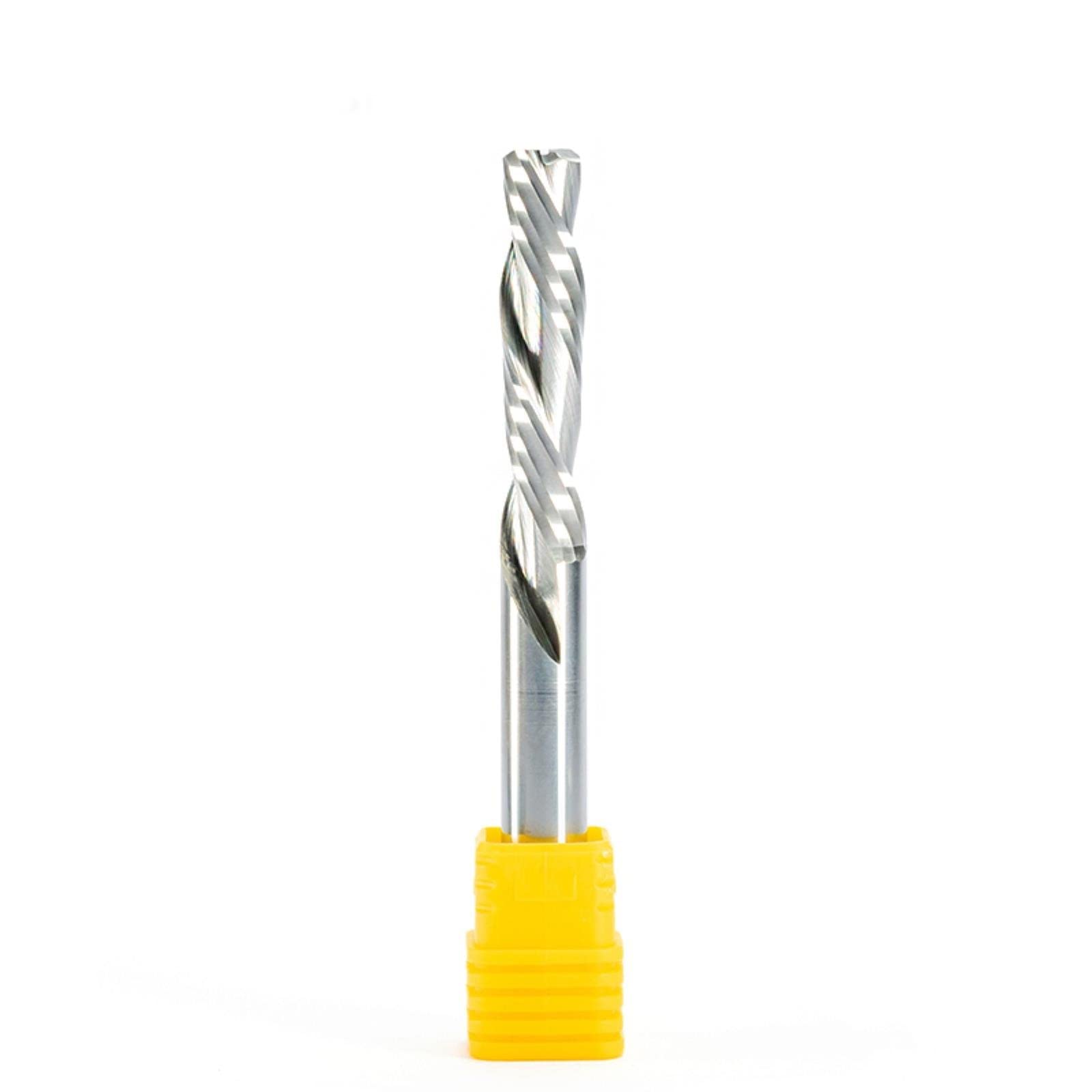 2 piezas de corte hacia abajo dos flautas zurdos carburo espiral fresado herramienta cortadores para enrutador CNC, brocas de corte de madera de compresión