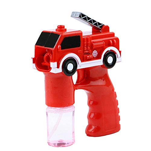 MOGOI Soplador automático de Burbujas, camión de Bomberos/policía con Forma de soplador de Burbujas, con 2 soluciones de Burbujas para niños y niñas - Luz Intermitente y Disparador de Sonido
