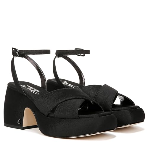 Circus NY by Sam Edelman Women's Isadora Heeled Sandal, Black Satin, 9.5