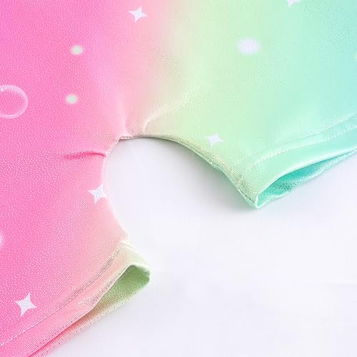 Image of EQSJIU Gymnastics Leotards for Girls Kids Rainbow Mosaic Mermaid Butterfly Stars Leopard Galaxy Tie Dye Cosmos Leopard