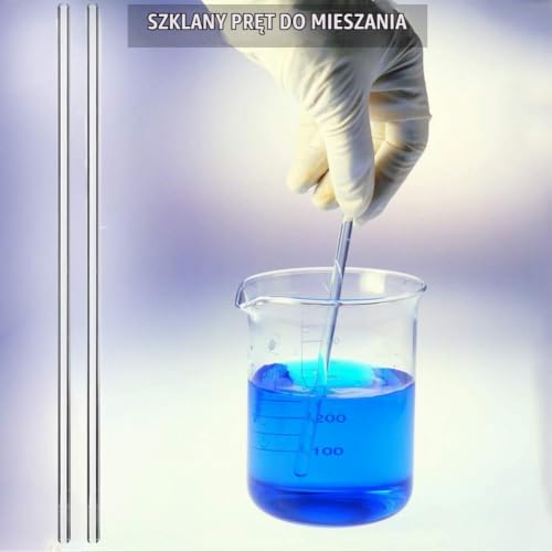 Voarge 10 sztuk pałeczek do mieszania 20 cm ze szkła, obustronne użytkowanie, odporne na wysokie temperatury, do chemii naukowej/laboratorium/do mieszania gorących i zimnych napojów