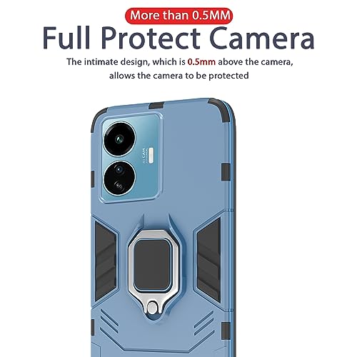 Image of Pikkme Back Cover for iQOO Z6 Lite 5G | 360 Protection | Ring Holder | Kickstand | Tough Armor Case (Blue)