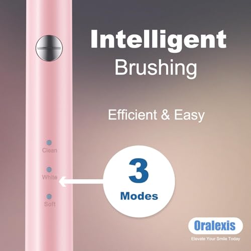 Image of Electric Toothbrush for Adults and Kids, with Tongue Scraper and 8 Brush Heads, One Fast Charge Last 120 Days, 40000 VPM Deep Clean, Sonic Travel Toothbrush - Pink