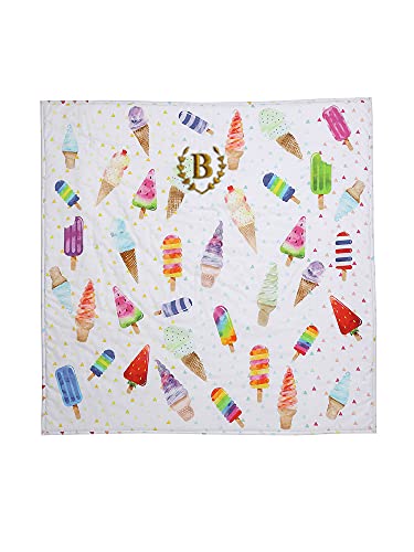 Image of Baby Jalebi Personalized Reversible Soft Organic Cotton Baby Blanket (Fruitella Pop, Initials inchB inch)
