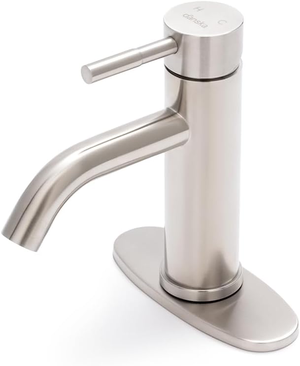 Danska Bathroom Faucet - Single-Lever Danish Design | Satin Polished | Reliable Brass & Stainless Steel Build | Great Water Flow at 1.5gpm | Easy & Practical Installation | Ceramic Cartdrige