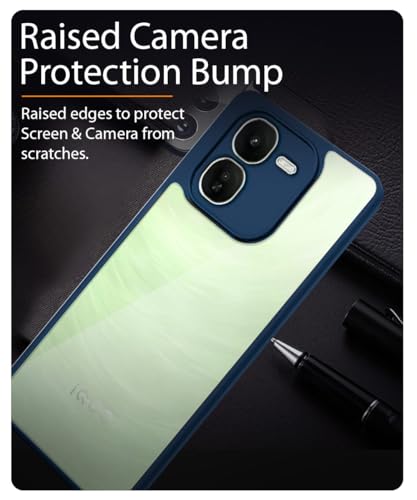 Image of WOW IMAGINE Shockproof Hybrid Back Cover for iQOO Z9x 5G | Hard Slim fit Back Case | PC & TPU | Clear Transparent Case - Blue