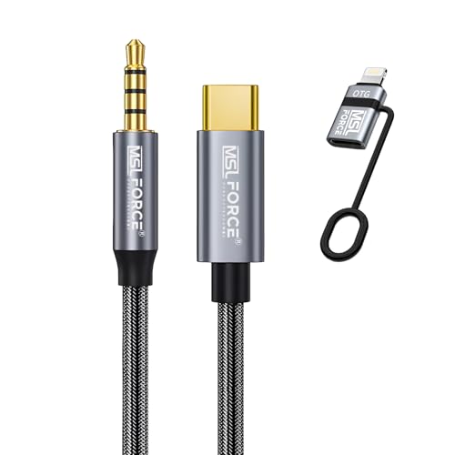 日本の中小企業 MSL FORCE USB-C 4極 TRRS CTIA オーディオケーブル aux HIFI DAC 単方向 USB-C to 3.5mm+ lightning アダプタ 3m