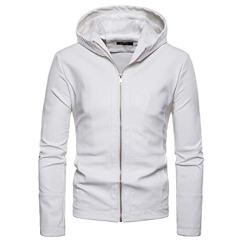Veste en cuir pour homme avec capuche ajustable style moto chic