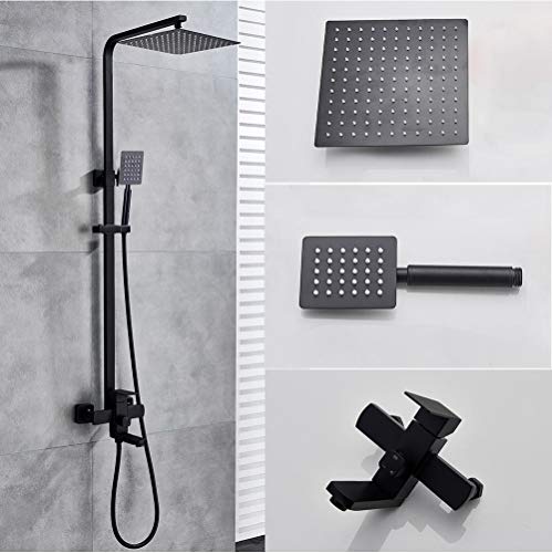 Robinet de douche pivotant 8 pouces mitigeur mécanique or et noir en acier
