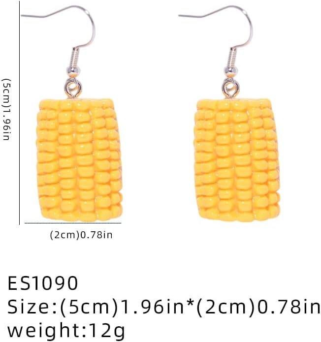 Handmade Corn Earrings for Women 3D Funny Resin Lifelike Food Corn Drop Dangle Earrings Birthday Party Jewelry - Image 5