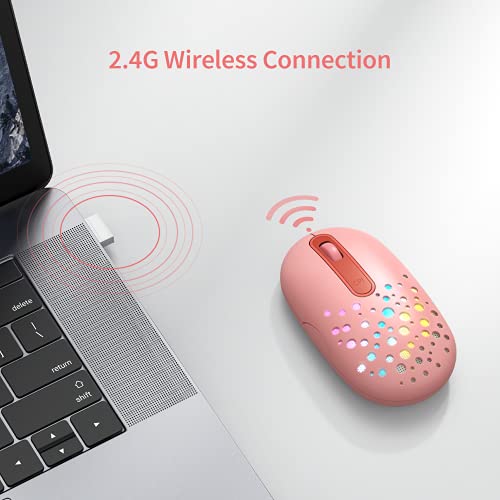 Pryrose Led Wireless Mouse, Backlit Color Changing Mouse With Honeycomb Shell, 2.4G Wireless Rechargeable Slim Silent Mice, 3 Adjustable Dpi For Laptop Computer Chromebook #TOP2