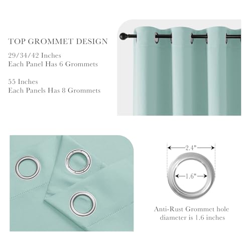 Image of PONY DANCE Aqua Blackout Curtains 80 inch Long 2 Panels Set, Thermal Insulated Solid Grommet Closet Curtains for Bedroom Closet Door, Temporary Doorway Cover Room Divider Drapes, W 55 inch x L 80 inch