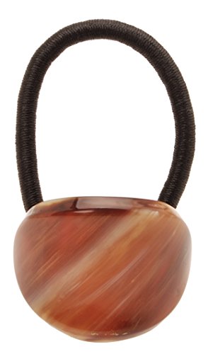 France Luxe Oval Ponytail Holder for Women, Caramel Horn