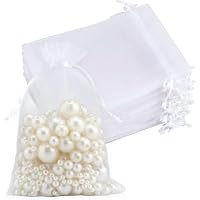 20 Stück weiße Organzasäckchen, 18 x 13.2cm, Gaze-Geschenktüten mit Zugband, Organza Beutel, Bonbons Geschenk Schmuckbeutel für Hochzeit Oder Fest Party
