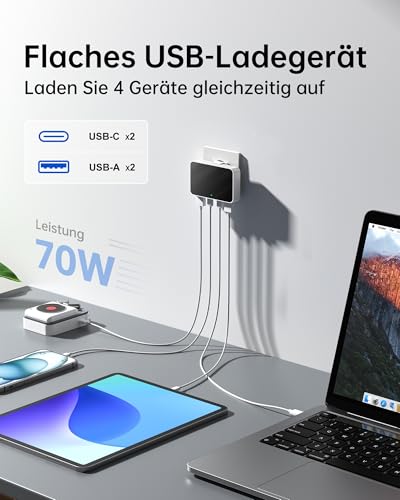 Cargador plano USB C evita cables doblados detras del sofa con carga de 65W 2