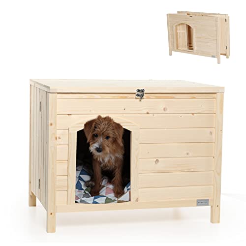 Petsfit Niche intérieure en bois pour petits chiens 102cm x 53cm x 61cm Installation en une étape Cover