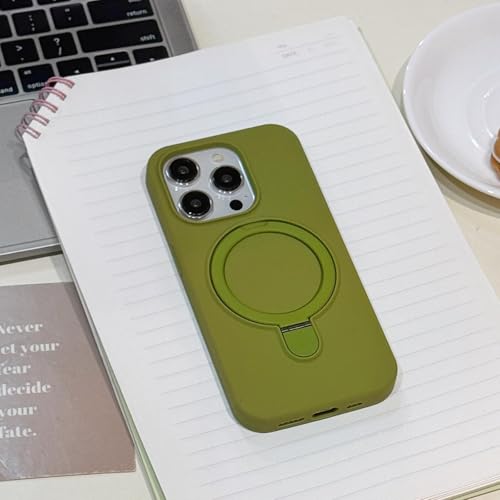 Coque silicone pour iPhone 15 Pro FORLUZ silicone liquide vert mat magnétique