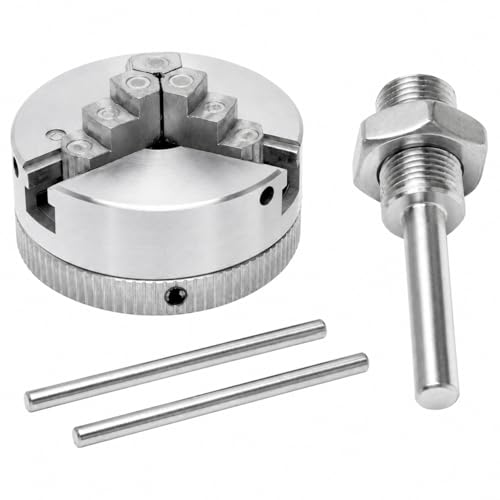Image of Mini Lathe Chuck - Zinc Alloy Three Jaw Chuck, M12*1 with Hand Electric Drill Connecting Rod, Self-Centering Tool for Woodworking & Small Metal Machine Tools